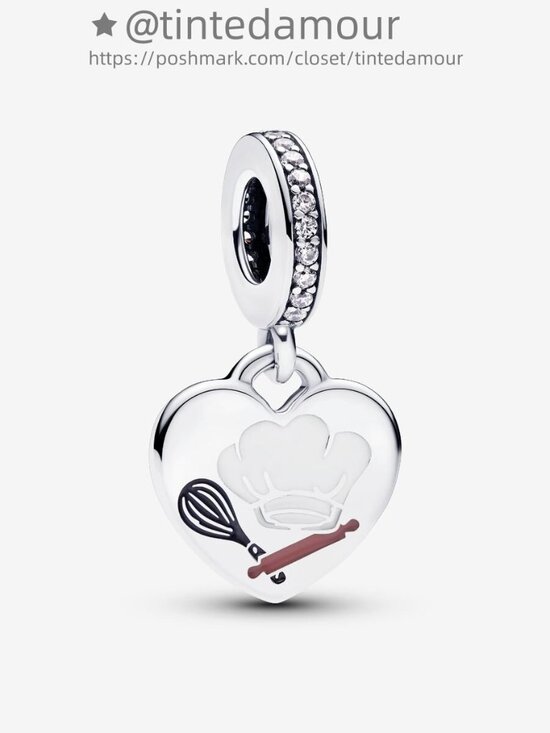 Pandora Engravable Baking Tools Heart Dangle Charm - Picture 1 of 2